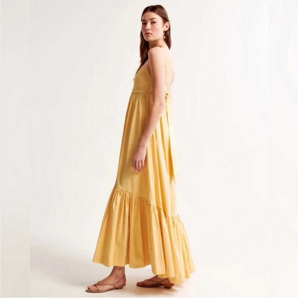 Abercrombie & Fitch Yellow Drama Bow-Back Taffeta Dress - Size Small - NWOT